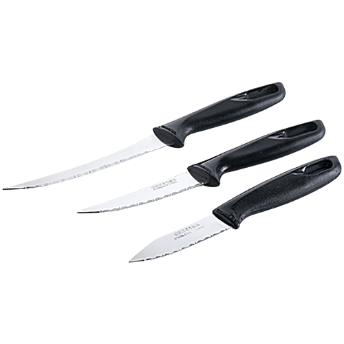 Crystal Stainless Steel Knife Set - Laser Edge, Plastic Handle, 3 pcs  