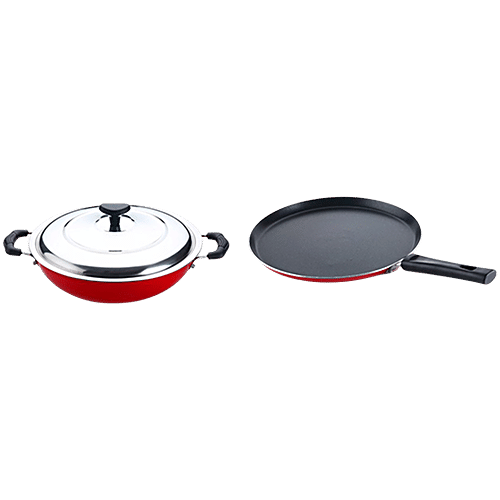Buy Crystal Nonstick Kadai With Stainless Steel Lid & Tawa Set