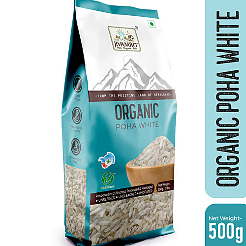 Jivamrit Organic Poha White, 500 g  