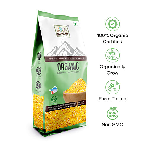 Jivamrit Organic Moong Dal Yellow, 500 g  