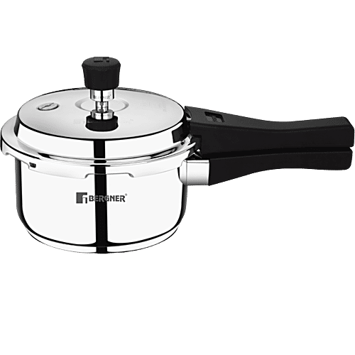 Bergner Sorrento Stainless Steel Pressure Cooker With Outer Lid - Triply Bottom, Induction Base, 5 Year Warranty, Silver, 2 L