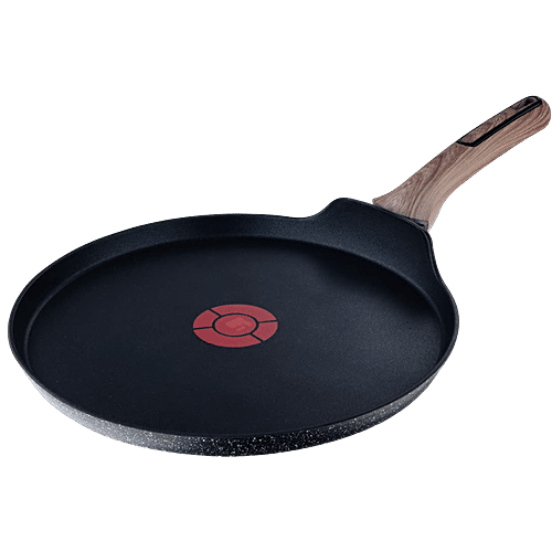 Bergner Ultimate ILag Marble Non-Stick Tawa / Dosa Tawa, 28 cm, Induction Base, Wooden Soft Touch Handle, Food Safe PFOA Free, Thickness 3.5mm, Grey, 1 pc 1 Year Warranty