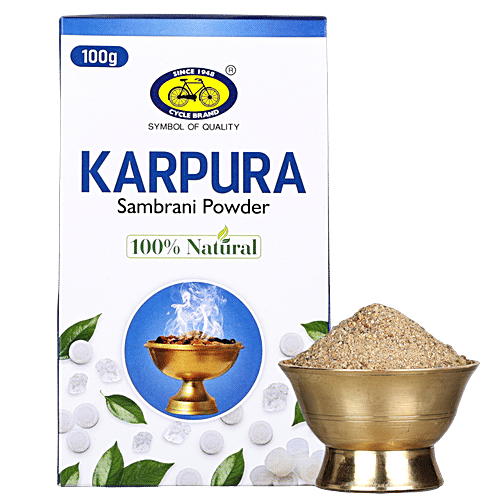 Cycle Karpura Sambrani Powder, 100 g Natural
Recyclable packaging
Zero carbon manufacturer