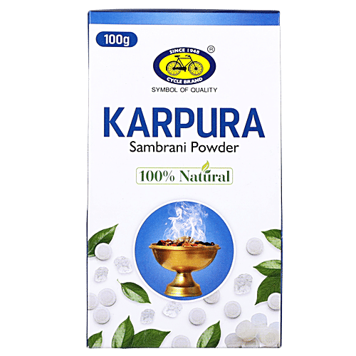 Cycle Karpura Sambrani Powder, 100 g Natural
Recyclable packaging
Zero carbon manufacturer