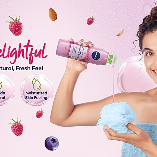Nivea Raspberry Fresh Blends Refreshing Shower Gel - With Blueberry & Almond Milk, 300 ml  