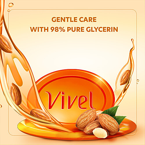 Vivel Glycerin Bathing Bar - With Almond Oil & Vitamin E, 125 g Mega Pack of 9 With Pure Almond Oil & Vitamin E, Special Pack