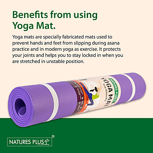 Natures Plus Yoga Mat 6 Mm - Purple, EVA Material, 1 pc Anti Slip, Soft & Flexible, Mat For Yoga, Pilates, Exercise