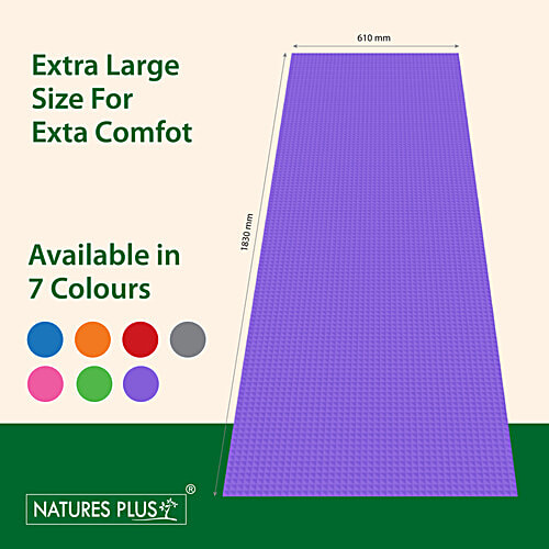 Natures Plus Yoga Mat 6 Mm - Purple, EVA Material, 1 pc Anti Slip, Soft & Flexible, Mat For Yoga, Pilates, Exercise