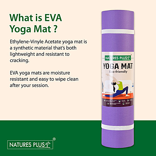 Natures Plus Yoga Mat 6 Mm - Purple, EVA Material, 1 pc Anti Slip, Soft & Flexible, Mat For Yoga, Pilates, Exercise