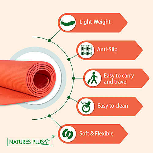 Natures Plus Yoga Mat 6 Mm - Red, EVA Material, 1 Pc  Anti Slip, Soft & Flexible, Mat For Yoga, Pilates, Exercise