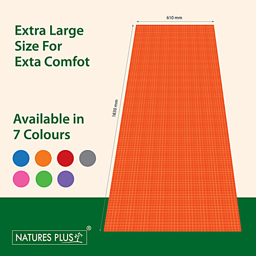 Natures Plus Yoga Mat 6 Mm - Red, EVA Material, 1 Pc  Anti Slip, Soft & Flexible, Mat For Yoga, Pilates, Exercise