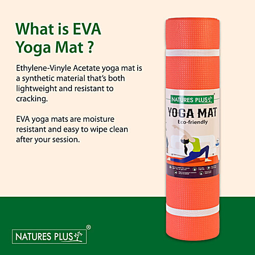 Natures Plus Yoga Mat 6 Mm - Red, EVA Material, 1 Pc  Anti Slip, Soft & Flexible, Mat For Yoga, Pilates, Exercise