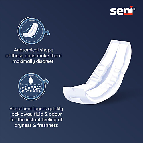 Seni Man Bladder Control Normal Pads - Level 5, Dermatologically Tested, 15 pcs Urinary Incontinence Pads, Air Breathable, Odour Stop, Extra Dry System