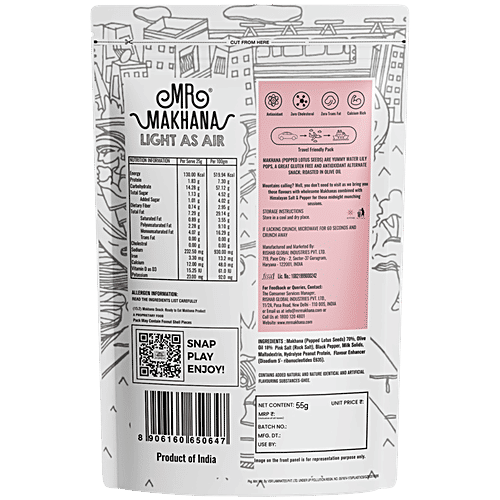 MR. MAKHANA Makhana - Himalayan Salt & Pepper, 55 g  