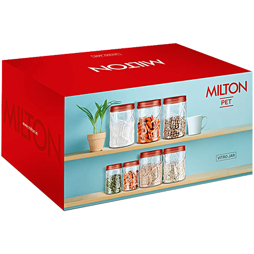 Milton Vitro Plastic Pet Storage Jar & Container - Red Wine, 18 pcs (6 pcs x 230 ml each, 6 pcs x 600 ml each, 6 pcs x 1.18 L each)