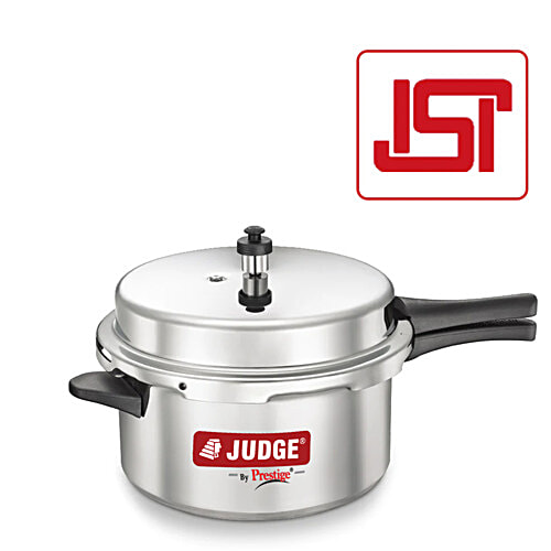 Judge by Prestige Aluminium Pressure Cooker Non-Induction Base - Outer Lid, Silver, 7.5 l  Durable Gasket Release System, Long Lasting Pressure Regulator,