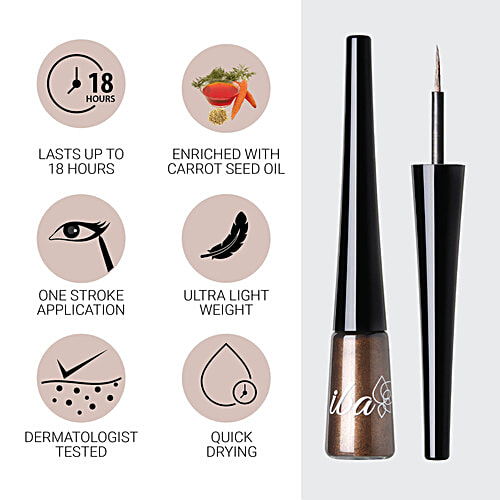 Iba Eye Talk Liquid Eyeliner - 18 Hr Waterproof, Smudge-Proof, 3.5 ml 02 Shimmery Bronze 