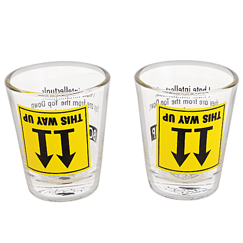 Ek Do Dhai Bottoms Up Shot Glass, 60 ml (Set of 2)