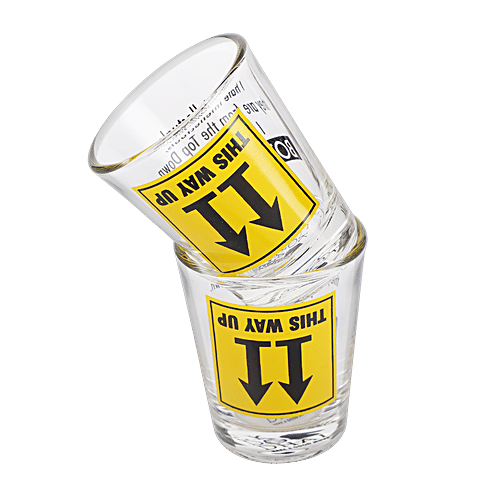 Ek Do Dhai Bottoms Up Shot Glass, 60 ml (Set of 2)