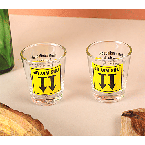 Ek Do Dhai Bottoms Up Shot Glass, 60 ml (Set of 2)