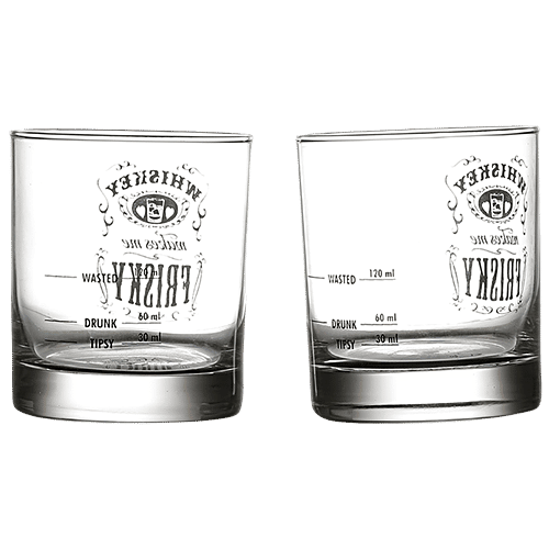 Ek Do Dhai Friskey Whiskey Glass, 300 ml (Set of 2) 