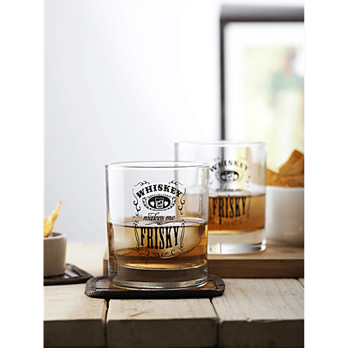 Ek Do Dhai Friskey Whiskey Glass, 300 ml (Set of 2) 