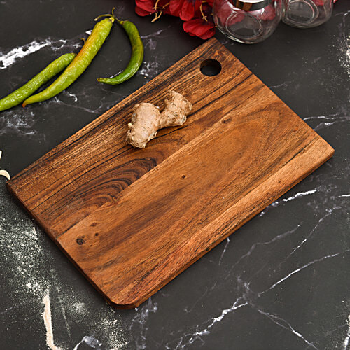 OGGN Acacia Wood Rect Chopping Board With Corner Inner Hole 30.48 cm x 20.32 cm, 1 Pc  