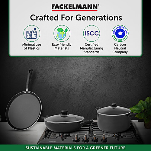 Fackelmann Quartz Nonstick Flat Tawa 25 Cm - Greblon German Technology, Non-Toxic PFOA & BPA-Free, 1.7 L  Non-Toxic PFOA & BPA-Free, Induction Base - All Stoves, Anti-scratch, Cool Handle, Even Heating, Roti Parantha Tava, Dosa Pan, Omelette Pan
