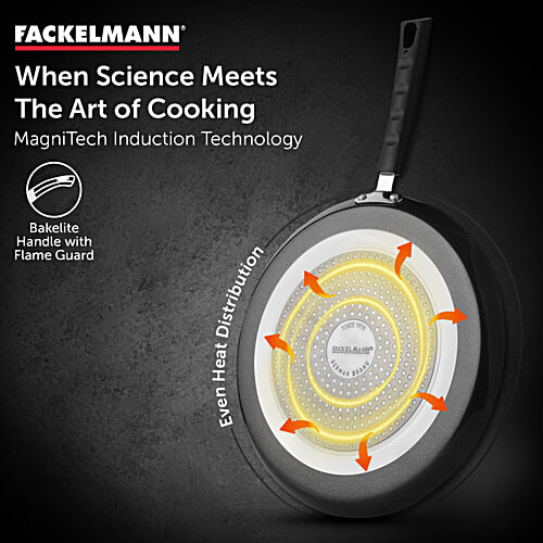 Fackelmann Quartz Nonstick Flat Tawa 25 Cm - Greblon German Technology, Non-Toxic PFOA & BPA-Free, 1.7 L  Non-Toxic PFOA & BPA-Free, Induction Base - All Stoves, Anti-scratch, Cool Handle, Even Heating, Roti Parantha Tava, Dosa Pan, Omelette Pan