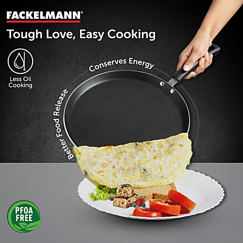 Fackelmann Quartz Nonstick Flat Tawa 25 Cm - Greblon German Technology, Non-Toxic PFOA & BPA-Free, 1.7 L  Non-Toxic PFOA & BPA-Free, Induction Base - All Stoves, Anti-scratch, Cool Handle, Even Heating, Roti Parantha Tava, Dosa Pan, Omelette Pan