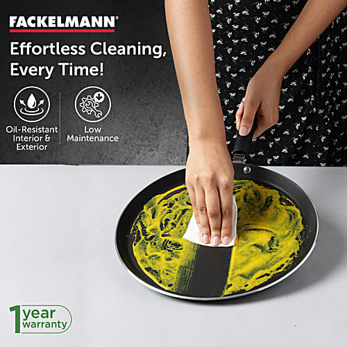 Fackelmann Quartz Nonstick Flat Tawa 25 Cm - Greblon German Technology, Non-Toxic PFOA & BPA-Free, 1.7 L  Non-Toxic PFOA & BPA-Free, Induction Base - All Stoves, Anti-scratch, Cool Handle, Even Heating, Roti Parantha Tava, Dosa Pan, Omelette Pan