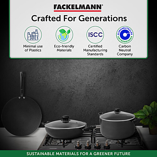 Fackelmann Quartz Nonstick Concave Tawa 25 Cm - Greblon German Technology, Non-Toxic PFOA & BPA-Free, 1 pc  Non-Toxic PFOA & BPA-Free, Induction Base, All Stoves, Anti-scratch, Cool Handle, Even Heating, Roti/Chapati, Paratha