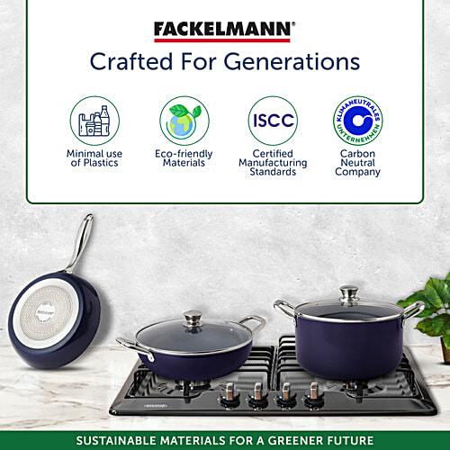 Fackelmann Ceramic Nonstick Biryani Pot - Handi, Casserole With Glass Lid 24 cm, Non-Toxic, 5 l Induction Base - All Stoves, Even Heating, Lasagna, Chicken & Rice, Macaroni & Cheese