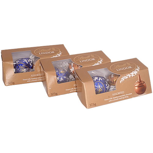 Lindt Lindor Assorted Chocolates, 37.5 g  Milk, Hazelnut & Dark Chocolates