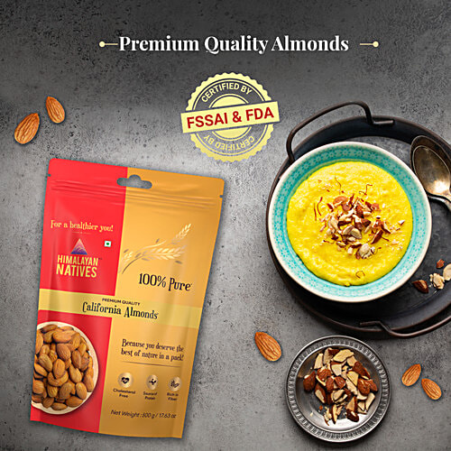 Himalayan Natives California Almonds/Badam - Pure, Cholesterol Free, 500 g  Source Of Protein, Rich In Fibre