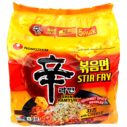 NONGSHIM Shin Ramyun Stir Fry Spicy Noodles - Cheese, 680 g (Pack of 5)