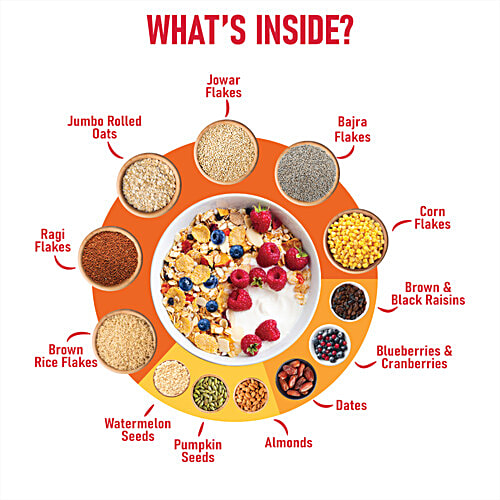 Pintola Fruit & Nut Muesli - With 28% Millet & 68% Wholegrains, 400 g