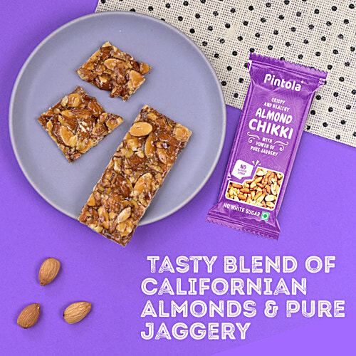 Pintola Almond Chikki, 325 g (13 pcs x 25 g each) Natural, Nutritious Chikki, No Glucose Syrup, No Preservatives