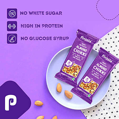 Pintola Almond Chikki, 325 g (13 pcs x 25 g each) Natural, Nutritious Chikki, No Glucose Syrup, No Preservatives