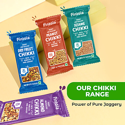 Pintola Almond Chikki, 325 g (13 pcs x 25 g each) Natural, Nutritious Chikki, No Glucose Syrup, No Preservatives