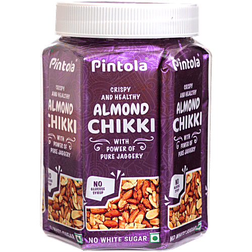 Pintola Almond Chikki, 325 g (13 pcs x 25 g each) Natural, Nutritious Chikki, No Glucose Syrup, No Preservatives