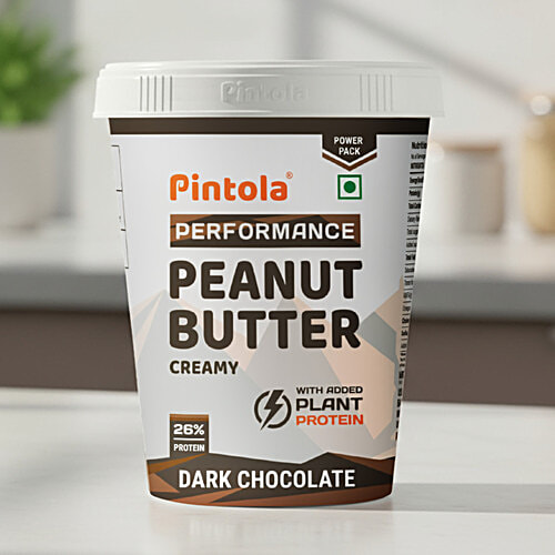 Pintola Dark Chocolate Peanut Butter - Creamy, 510 g  Vegan Protein, 26% Protein, High Protein & Source of Fiber
