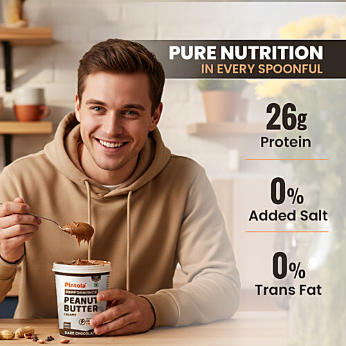 Pintola Dark Chocolate Peanut Butter - Creamy, 510 g  Vegan Protein, 26% Protein, High Protein & Source of Fiber