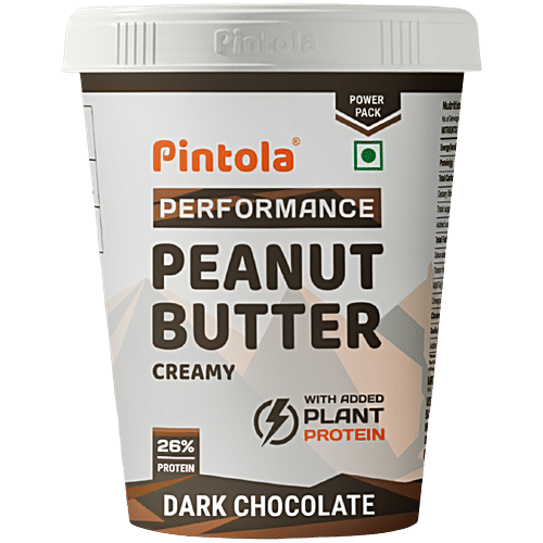 Pintola Dark Chocolate Peanut Butter - Creamy, 510 g  Vegan Protein, 26% Protein, High Protein & Source of Fiber