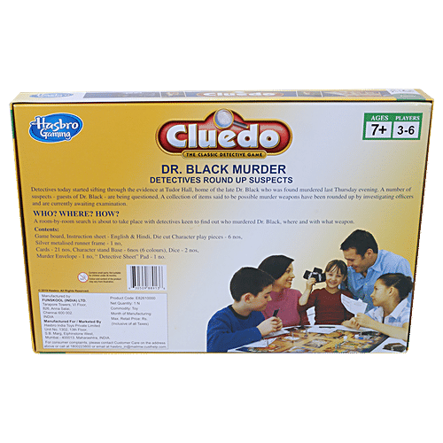 Hasbro Gaming Cluedo The Classic Detective Board Game For Ages 7 & Up, 3-6 Players, 1 pc  Classic Detective Game
 Deduction & Observation