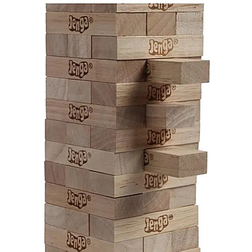 Hasbro Gaming Jenga Hardwood Blocks Stacking Tower Game For Kids Ages 6 & Up, 1 pc Tube Jenga Fun!
 Portable Jenga