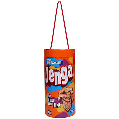Hasbro Gaming Jenga Hardwood Blocks Stacking Tower Game For Kids Ages 6 & Up, 1 pc Tube Jenga Fun!
 Portable Jenga
