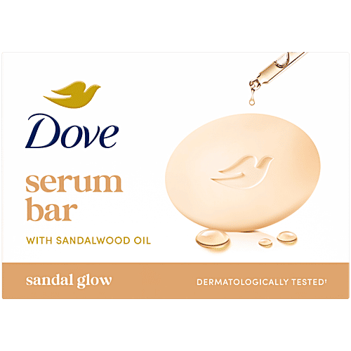 Dove Sandal Glow Serum Bar, 125 g  With Sandalwood Oil, Dermatologically Tested, Moisturising Cream