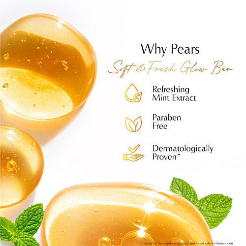 Pears Original Glycerin Soap Bar - Soft & Fresh Glow, 125 g (Pack of 6)