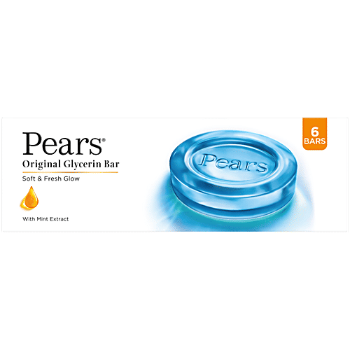 Pears Original Glycerin Soap Bar - Soft & Fresh Glow, 125 g (Pack of 6)